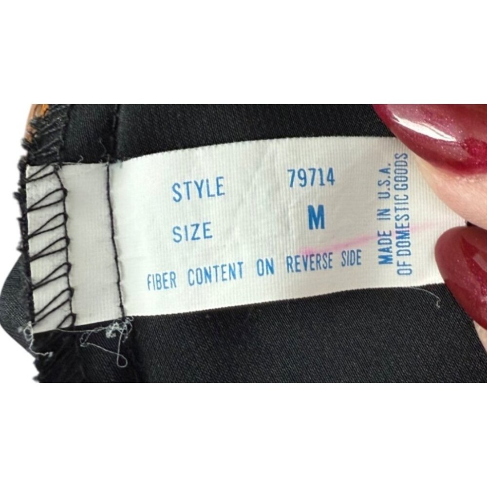 Black Sleeveless A-Line Slip Nightgown By Sesaci Mid-Length Women Medium Vintage - Picture 6 of 13